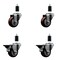 Service Caster 3'' Maroon Poly Wheel Swivel 1-3/8'' Expanding Stem Caster Set 2 Brakes, 4PK SCC-EX20S314-PPUB-MRN-2-PLB-2-138 - alternate 1